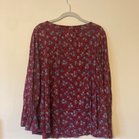 Lucky Brand Red Blouse with Bell Sleeves - Picture 5 of 10